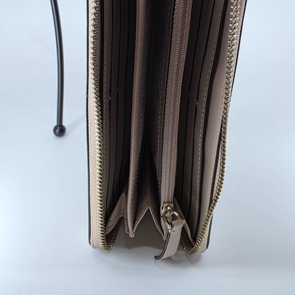 Kate Spade Bicolor Zip Around Wallet Tan Black Leather ♠️ - Picture 5 of 7
